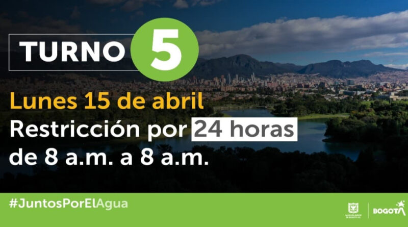 Localidades y barrios con racionamiento de agua en Bogotá este 15 de abril